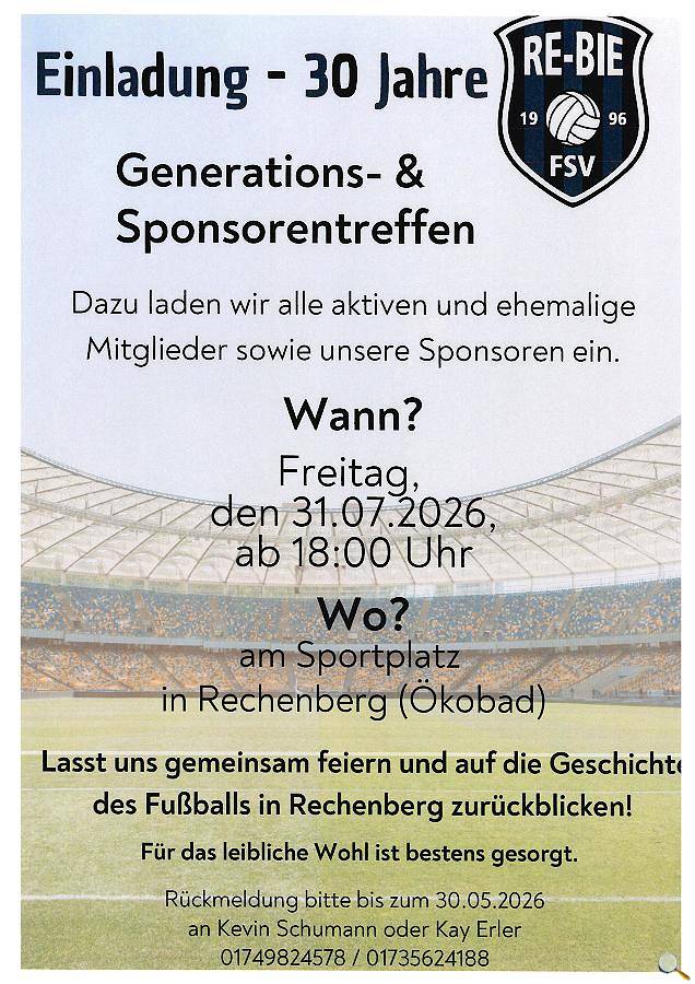 Einladung Generations-und Sponsorentreffen